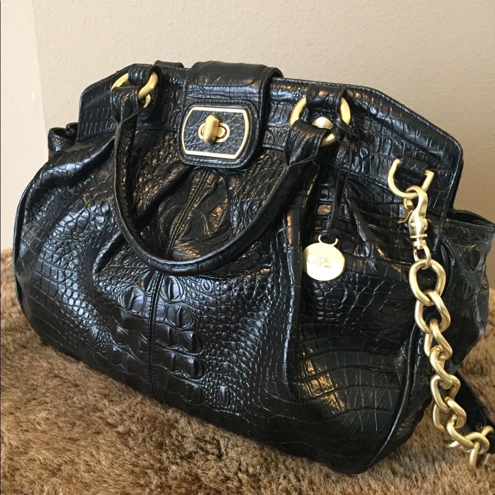 RARE Brahmin Adora Large Satchel Chain Strap Croc